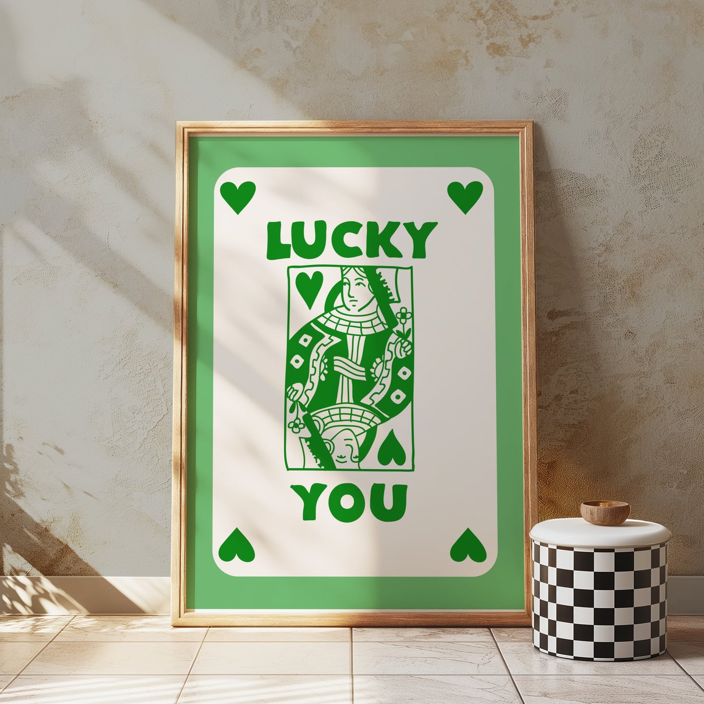 Premium Poster of Lucky You Playing Card Green Illustration Posters