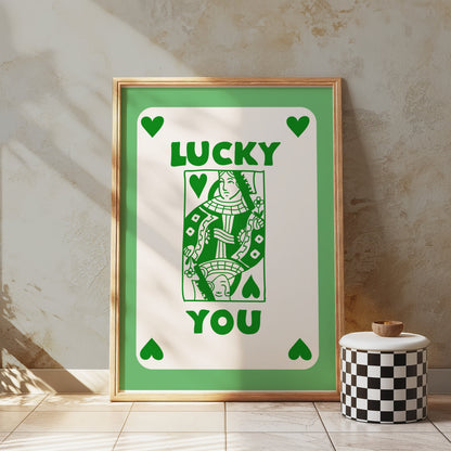 Premium Poster of Lucky You Playing Card Green Illustration Posters