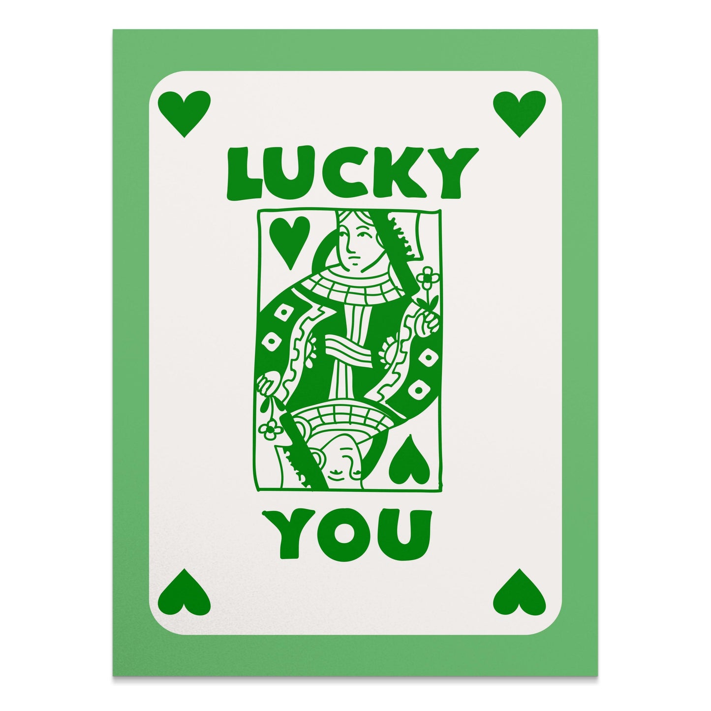 Premium Poster of Lucky You Playing Card Green Illustration Posters