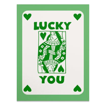 Premium Poster of Lucky You Playing Card Green Illustration Posters
