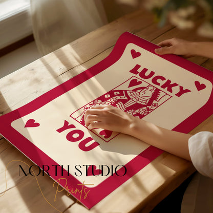 Premium Poster of Lucky You Playing Card Queen of Hearts Art Posters