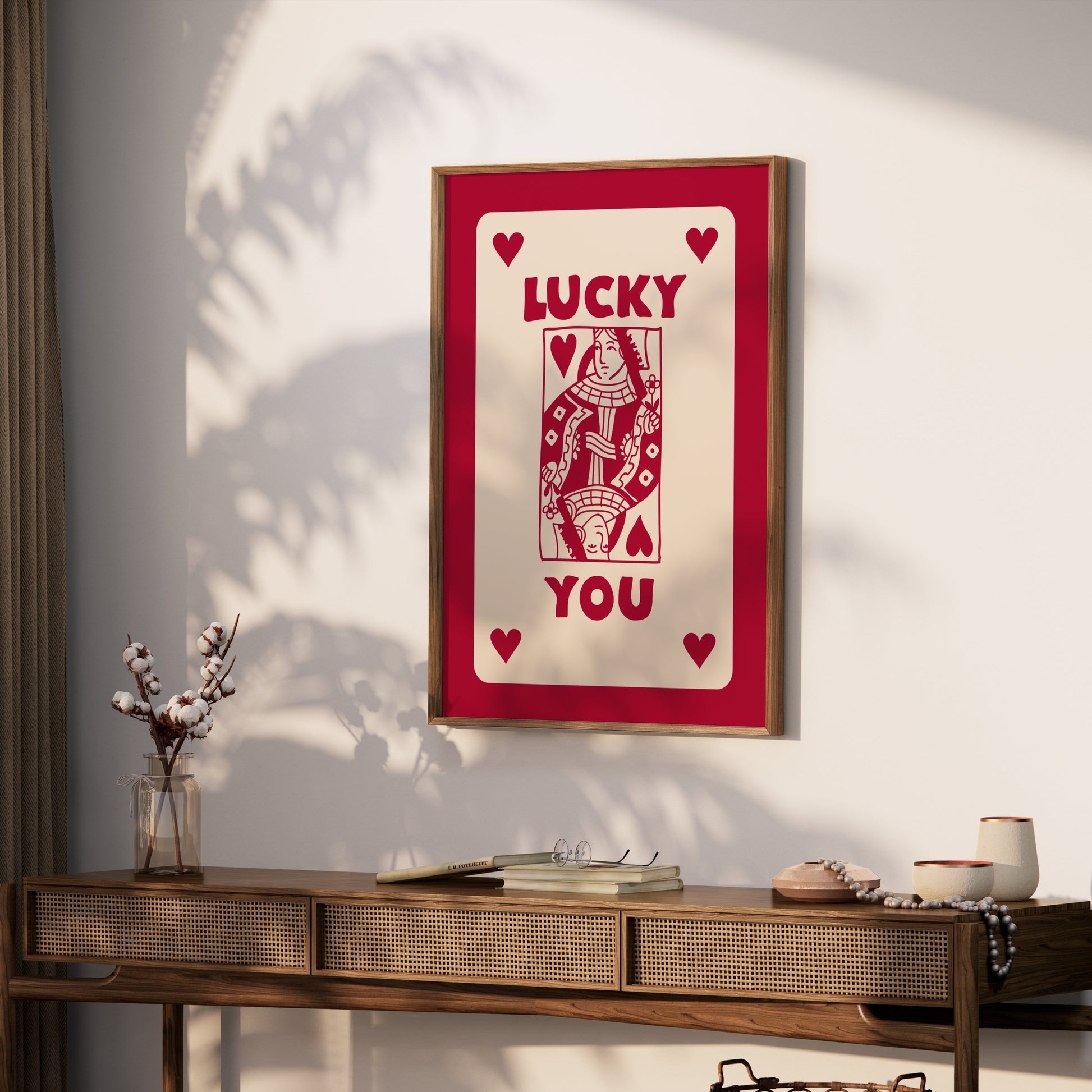 Premium Poster of Lucky You Playing Card Queen of Hearts Art Posters