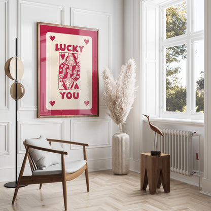Premium Poster of Lucky You Playing Card Queen of Hearts Art Posters