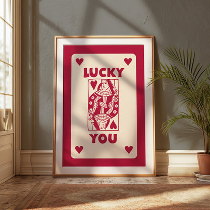 Premium Poster of Lucky You Playing Card Queen of Hearts Art Posters