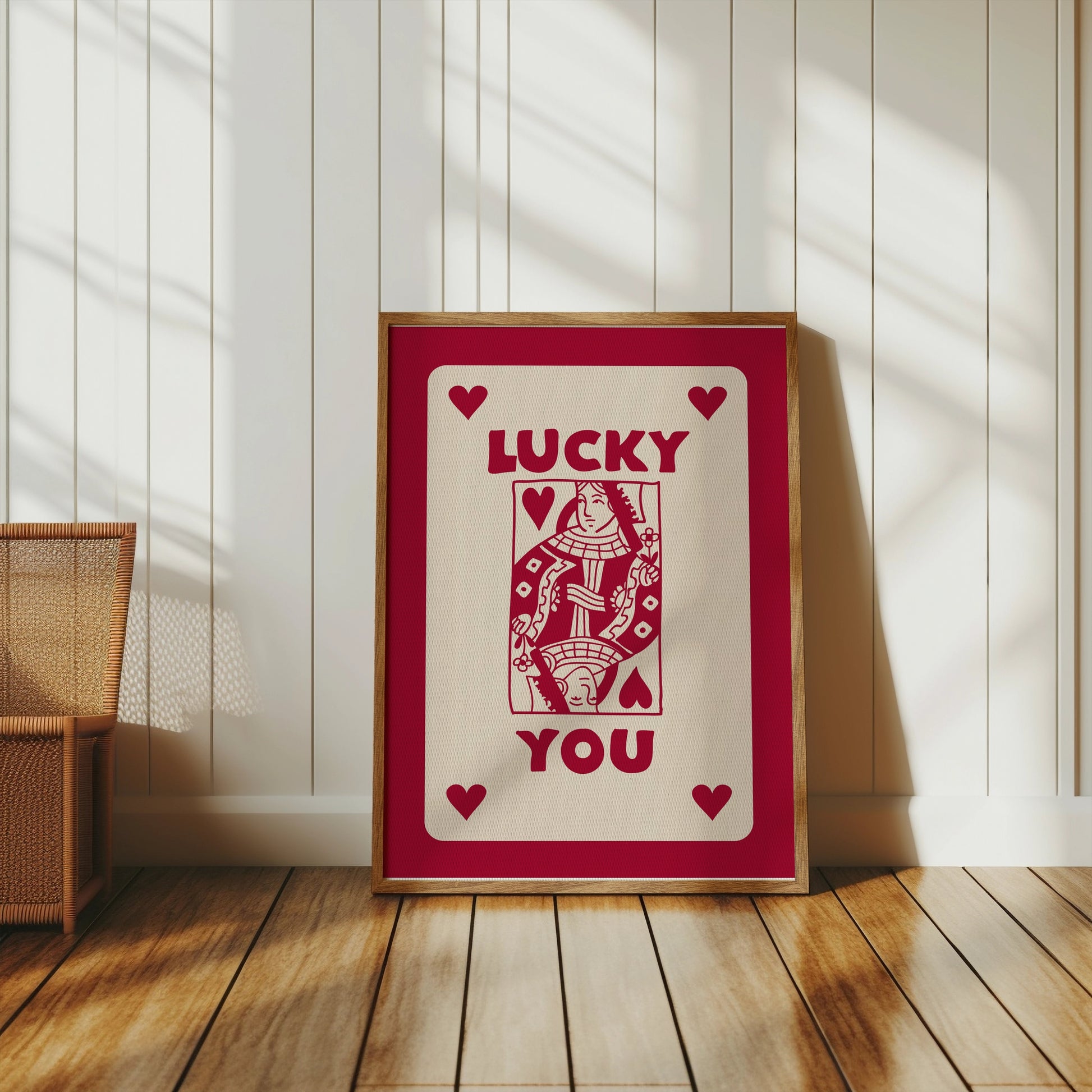 Premium Poster of Lucky You Playing Card Queen of Hearts Art Posters