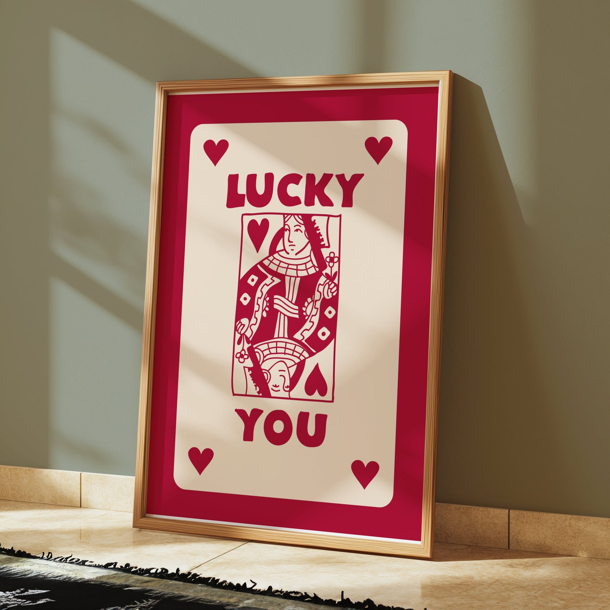Premium Poster of Lucky You Playing Card Queen of Hearts Art Posters