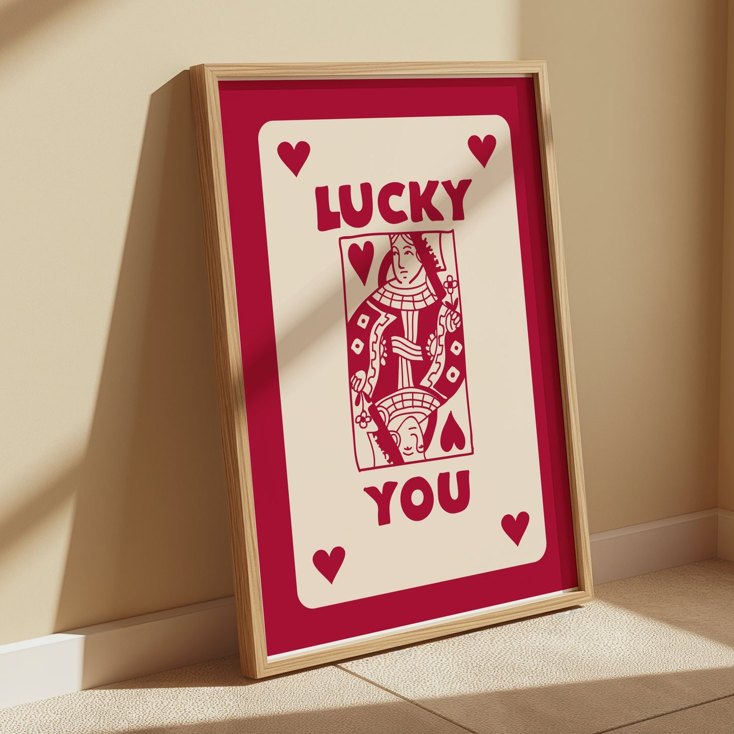 Premium Poster of Lucky You Playing Card Queen of Hearts Art Posters