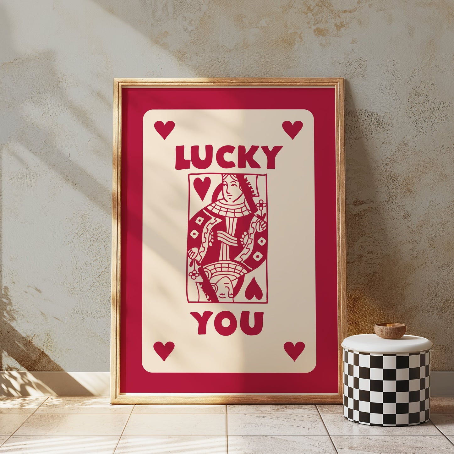 Premium Poster of Lucky You Playing Card Queen of Hearts Art Posters