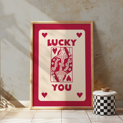 Premium Poster of Lucky You Playing Card Queen of Hearts Art Posters