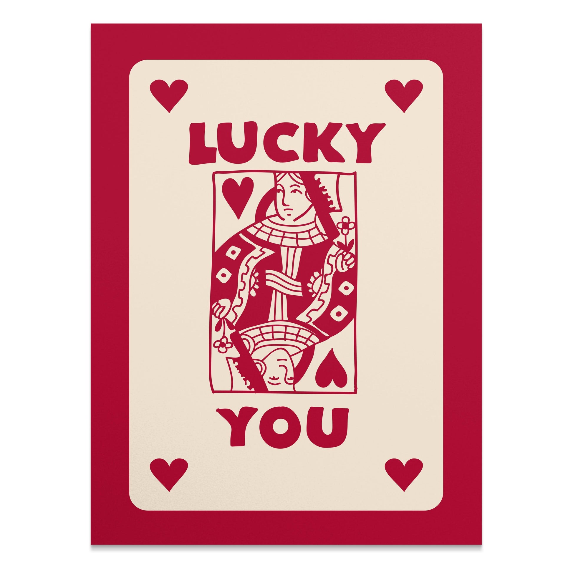 Premium Poster of Lucky You Playing Card Queen of Hearts Art Posters