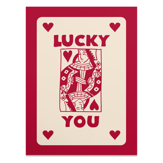 Premium Poster of Lucky You Playing Card Queen of Hearts Art Posters