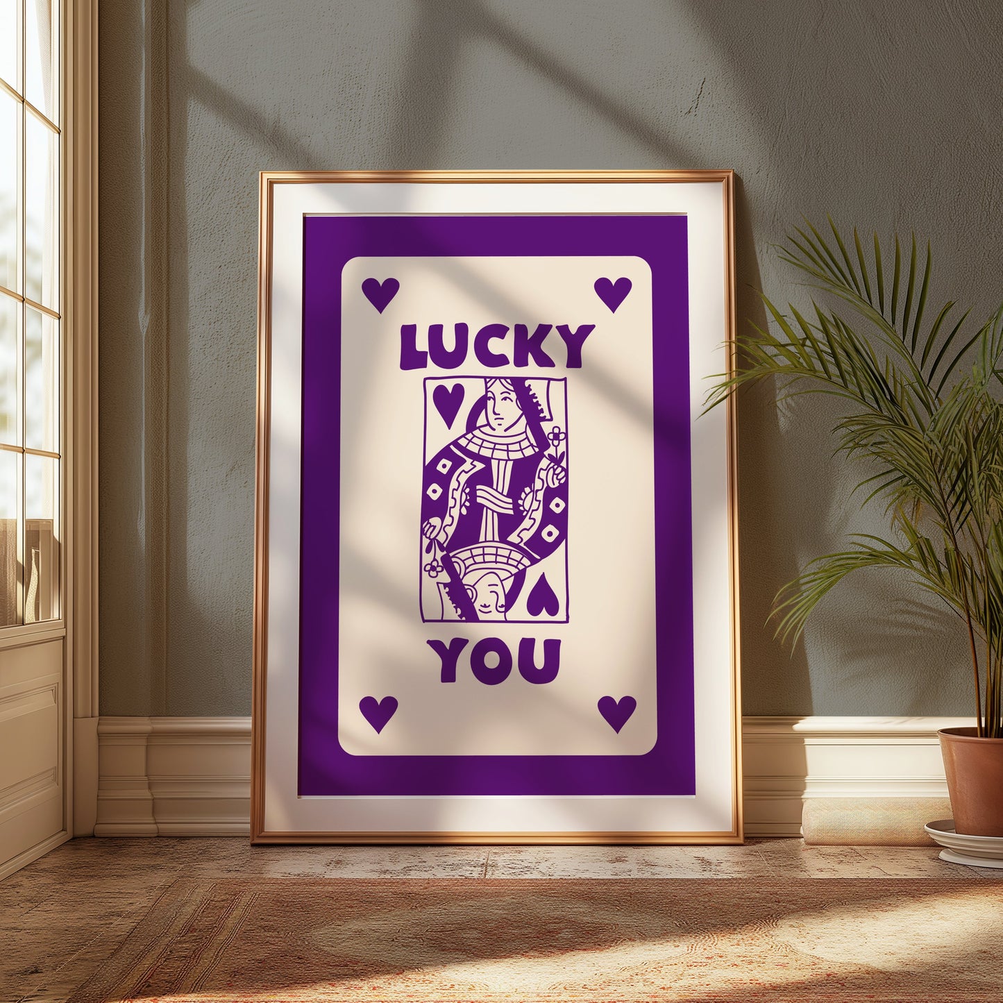 Premium Poster of Lucky You Queen of Hearts Playing Card Posters