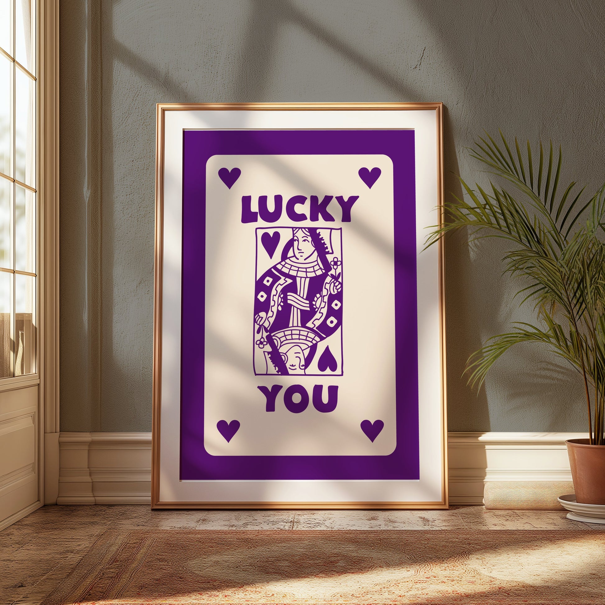 Premium Poster of Lucky You Queen of Hearts Playing Card Posters