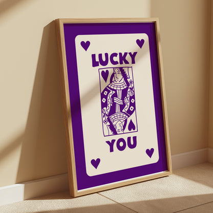 Premium Poster of Lucky You Queen of Hearts Playing Card Posters