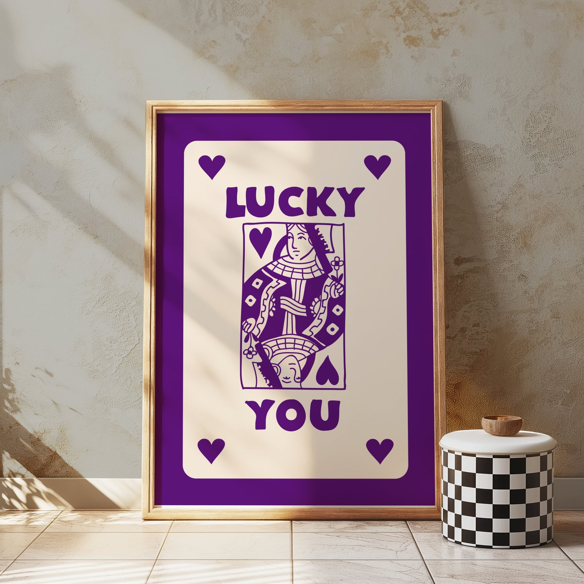 Premium Poster of Lucky You Queen of Hearts Playing Card Posters
