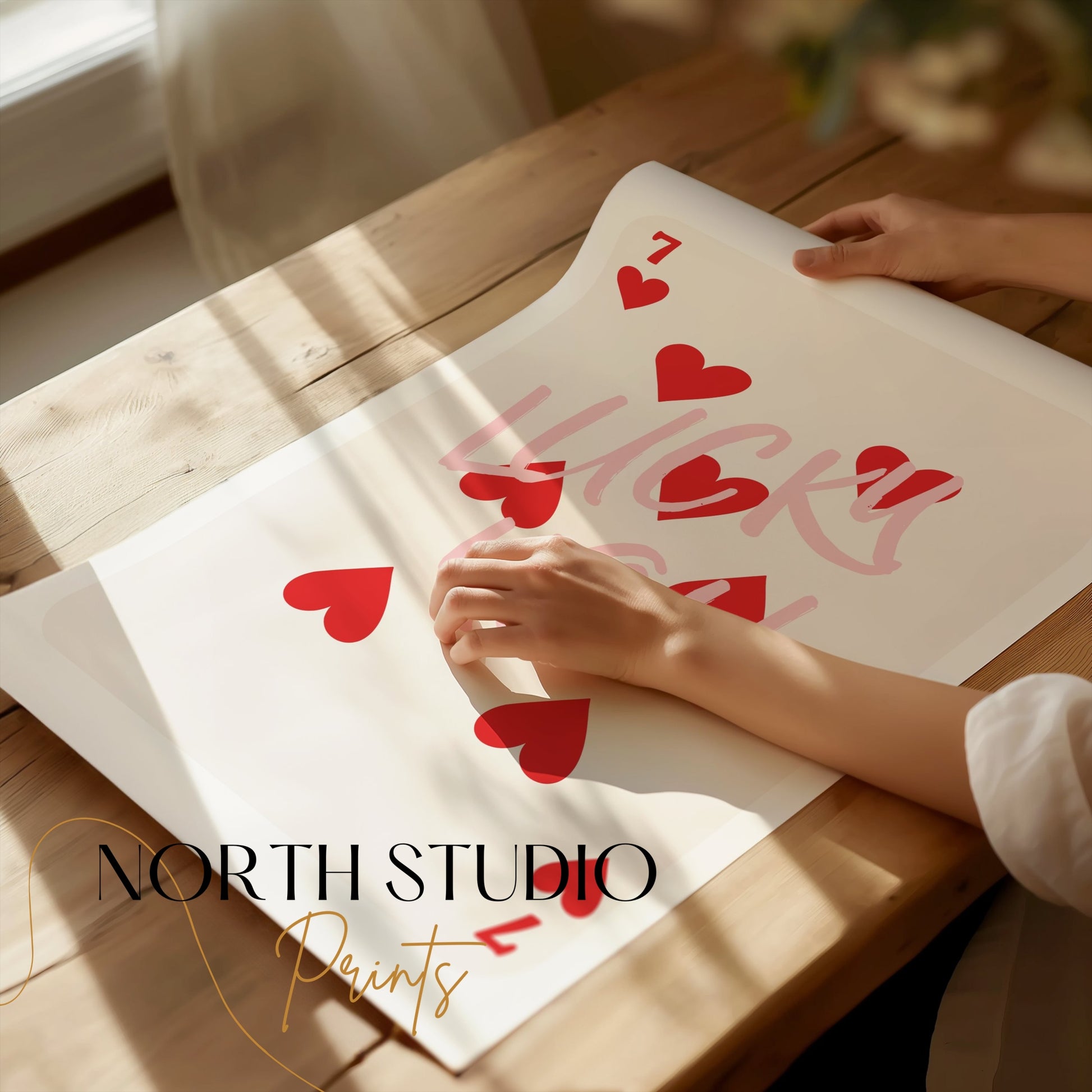 Premium Poster of Lucky You Seven of Hearts Card Artwork Posters
