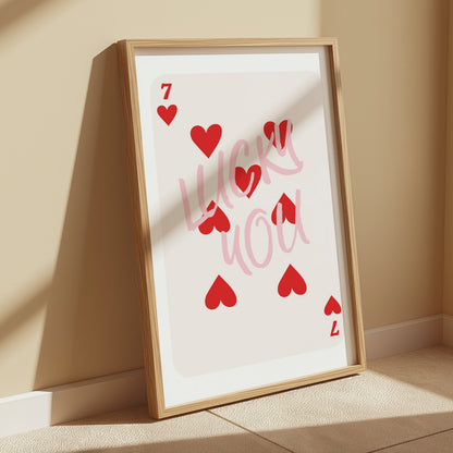 Premium Poster of Lucky You Seven of Hearts Card Artwork Posters