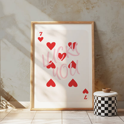 Premium Poster of Lucky You Seven of Hearts Card Artwork Posters