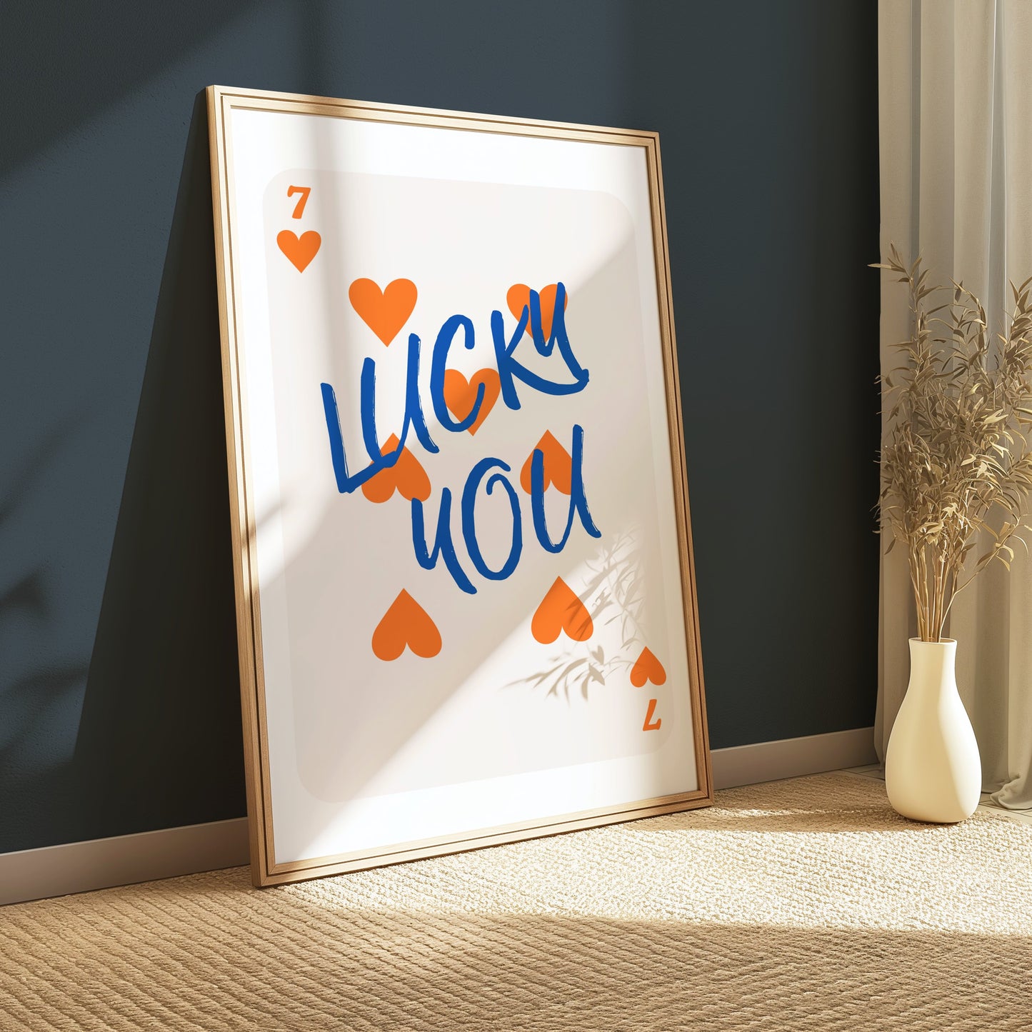 Premium Poster of Lucky You Seven of Hearts Playing Card Posters
