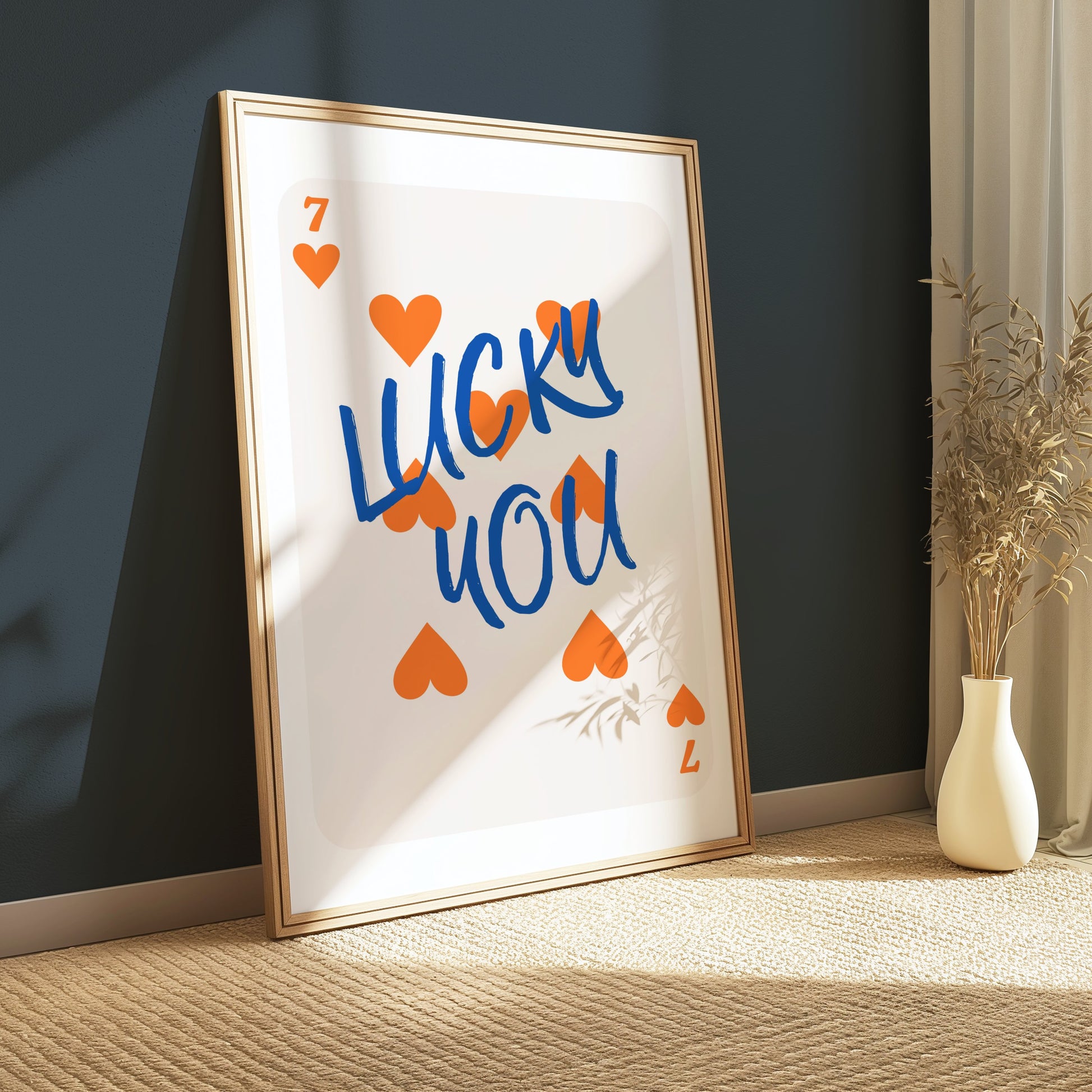 Premium Poster of Lucky You Seven of Hearts Playing Card Posters