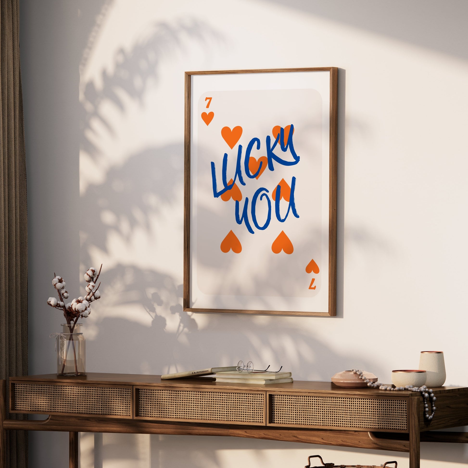 Premium Poster of Lucky You Seven of Hearts Playing Card Posters