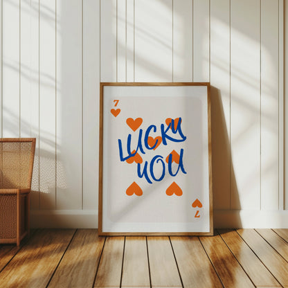 Premium Poster of Lucky You Seven of Hearts Playing Card Posters