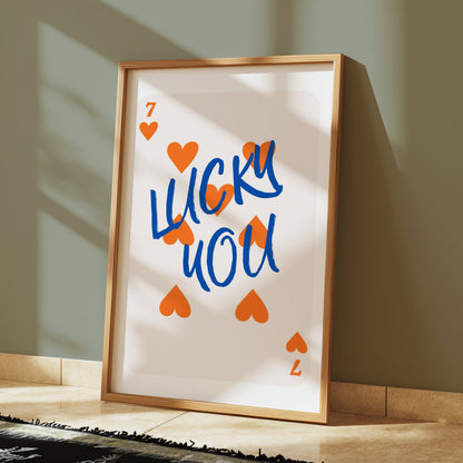 Premium Poster of Lucky You Seven of Hearts Playing Card Posters