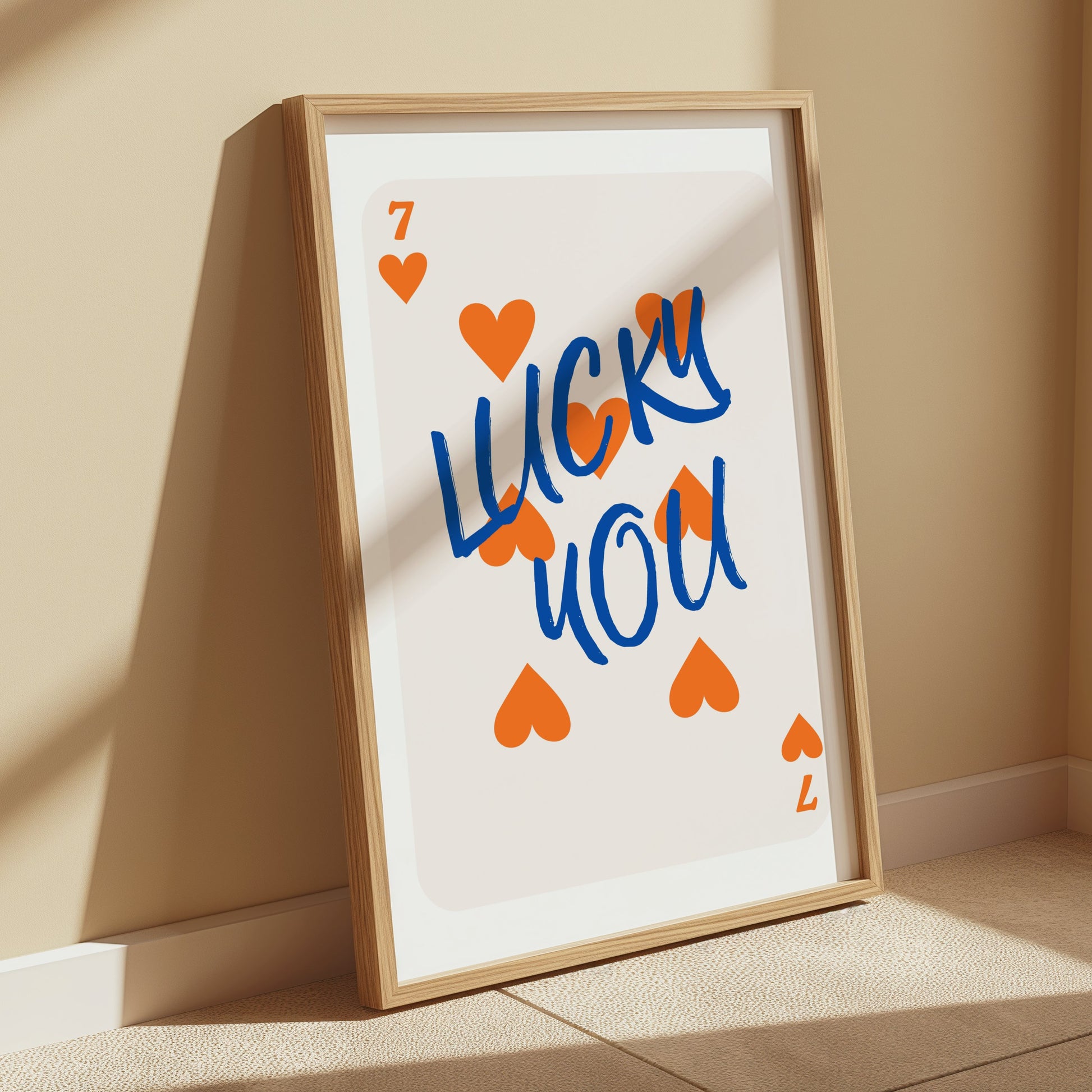 Premium Poster of Lucky You Seven of Hearts Playing Card Posters