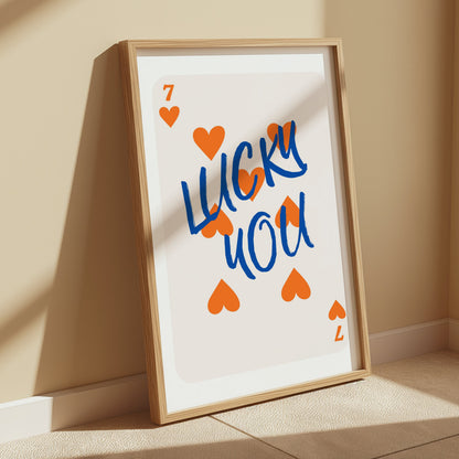 Premium Poster of Lucky You Seven of Hearts Playing Card Posters