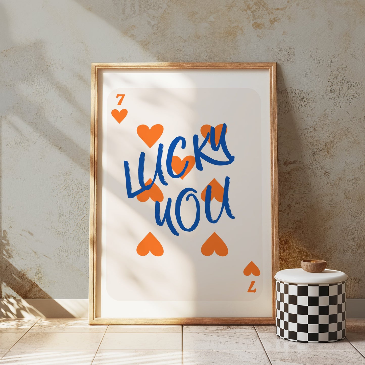 Premium Poster of Lucky You Seven of Hearts Playing Card Posters