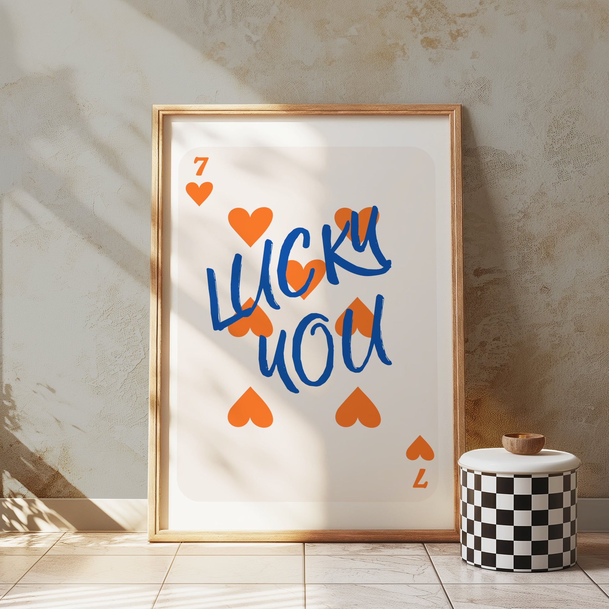 Premium Poster of Lucky You Seven of Hearts Playing Card Posters