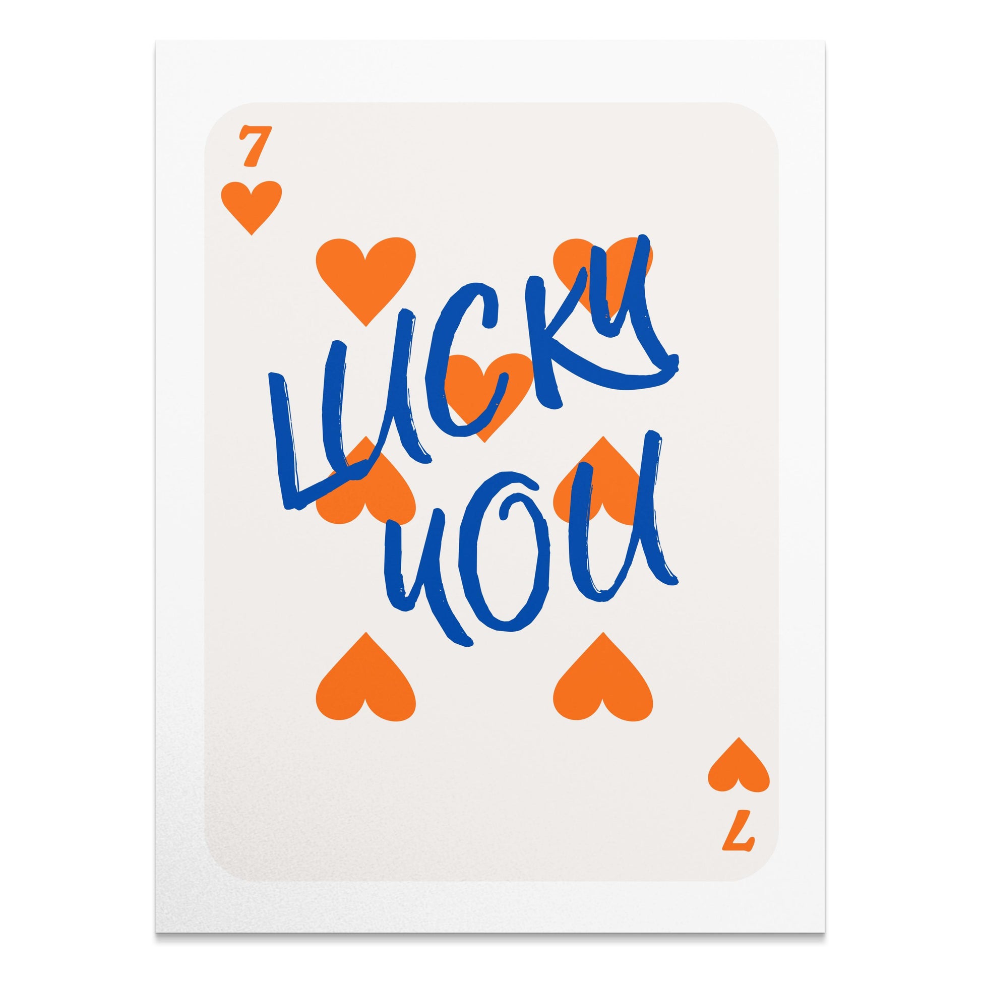 Premium Poster of Lucky You Seven of Hearts Playing Card Posters
