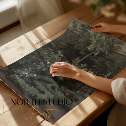Premium Poster of Lush Garden with Blooming Flowers Painting Art Posters