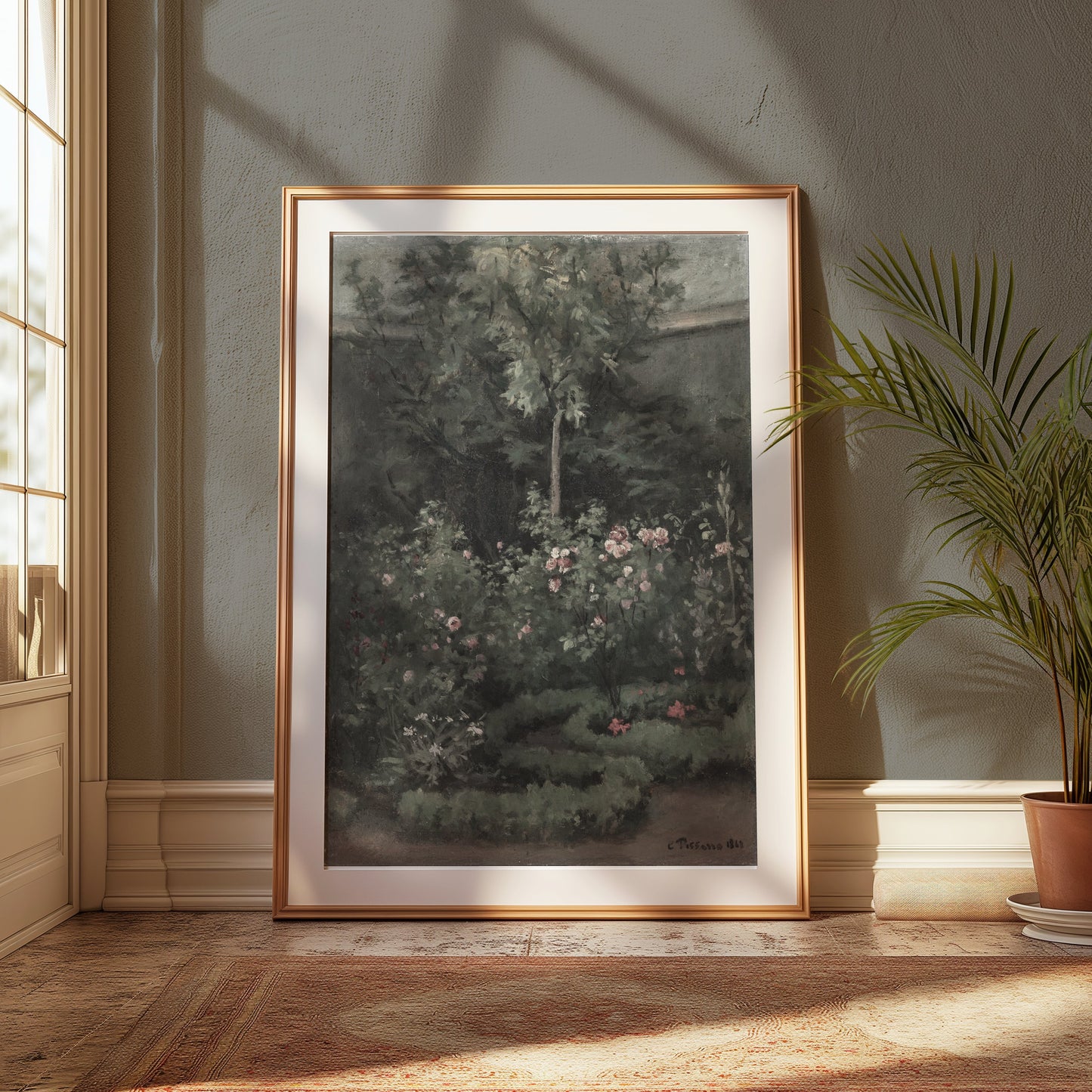 Premium Poster of Lush Garden with Blooming Flowers Painting Art Posters