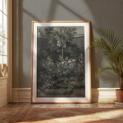 Premium Poster of Lush Garden with Blooming Flowers Painting Art Posters