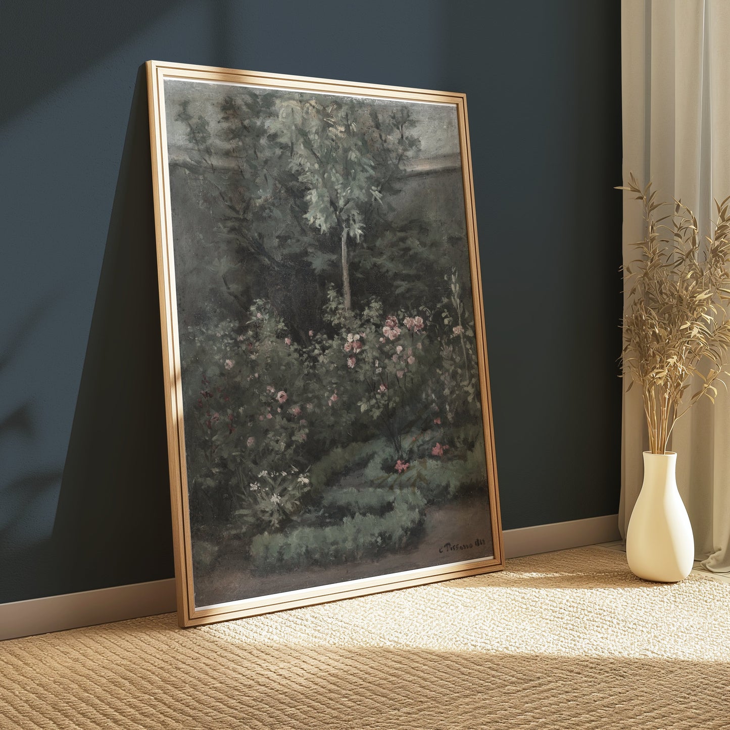 Premium Poster of Lush Garden with Blooming Flowers Painting Art Posters