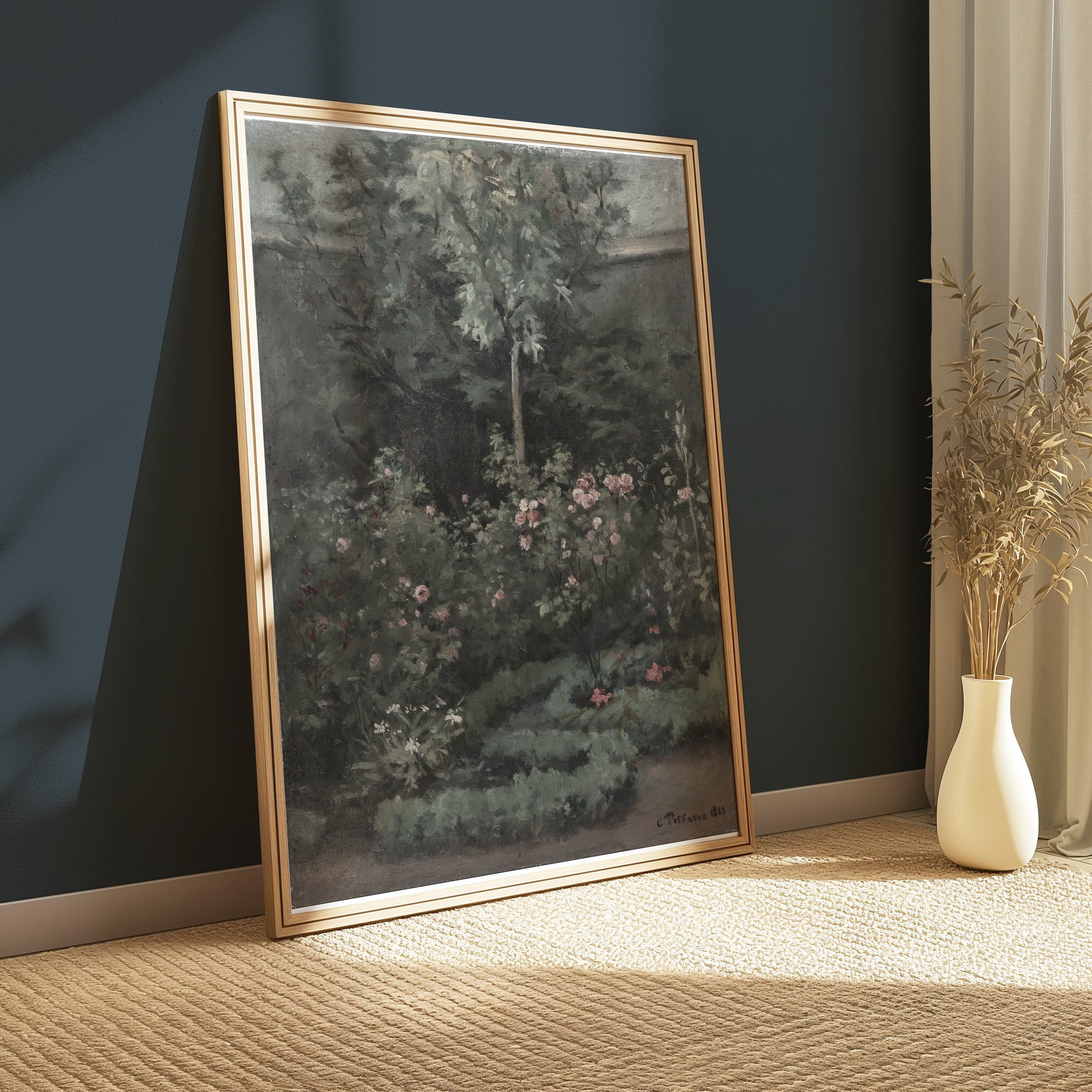 Premium Poster of Lush Garden with Blooming Flowers Painting Art Posters