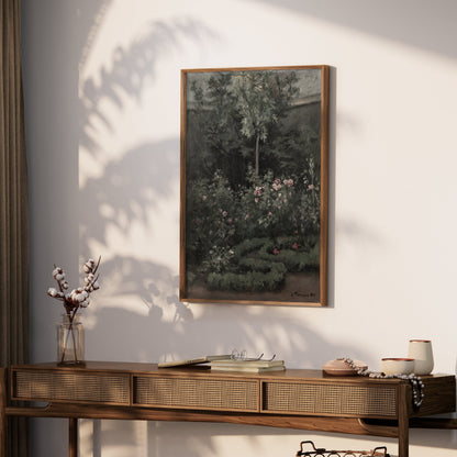 Premium Poster of Lush Garden with Blooming Flowers Painting Art Posters