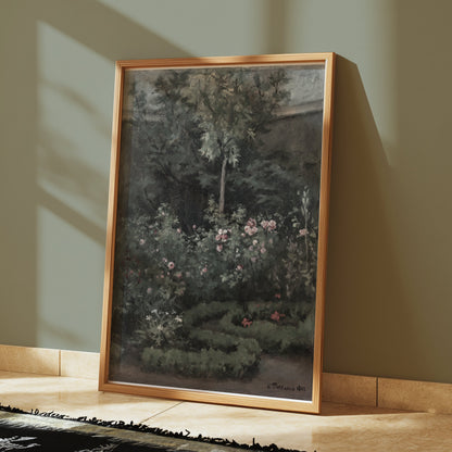 Premium Poster of Lush Garden with Blooming Flowers Painting Art Posters
