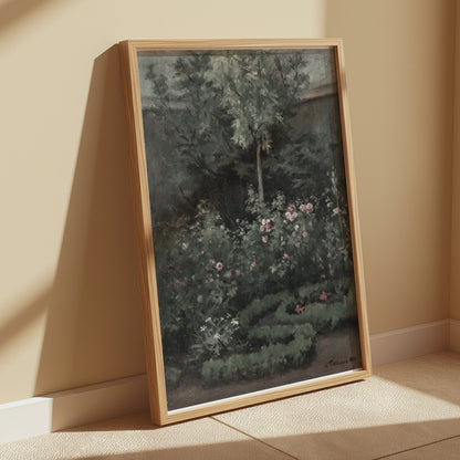 Premium Poster of Lush Garden with Blooming Flowers Painting Art Posters