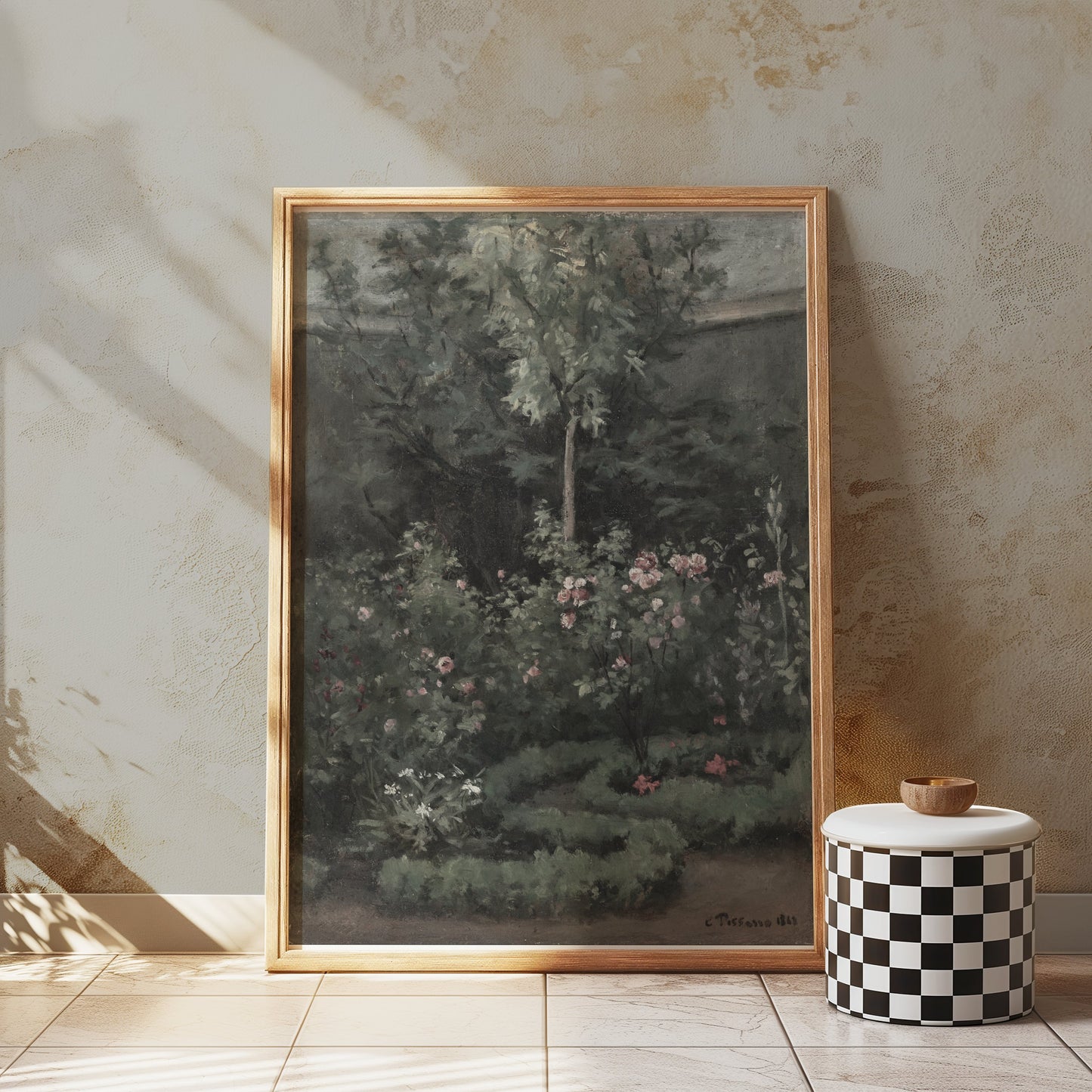 Premium Poster of Lush Garden with Blooming Flowers Painting Art Posters