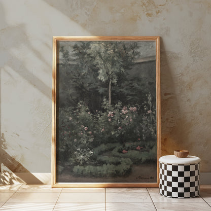 Premium Poster of Lush Garden with Blooming Flowers Painting Art Posters