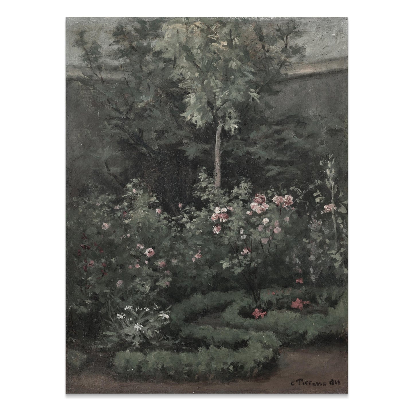 Premium Poster of Lush Garden with Blooming Flowers Painting Art Posters