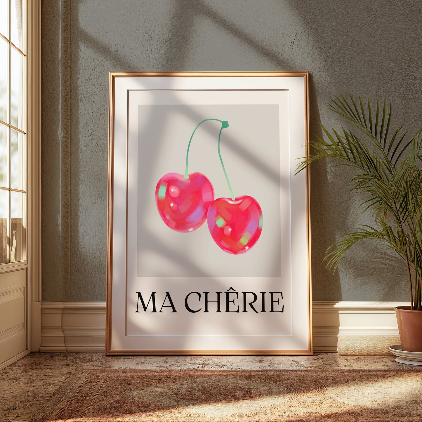 Premium Poster of Ma Chérie Pink and Red Cherry Art Print Posters