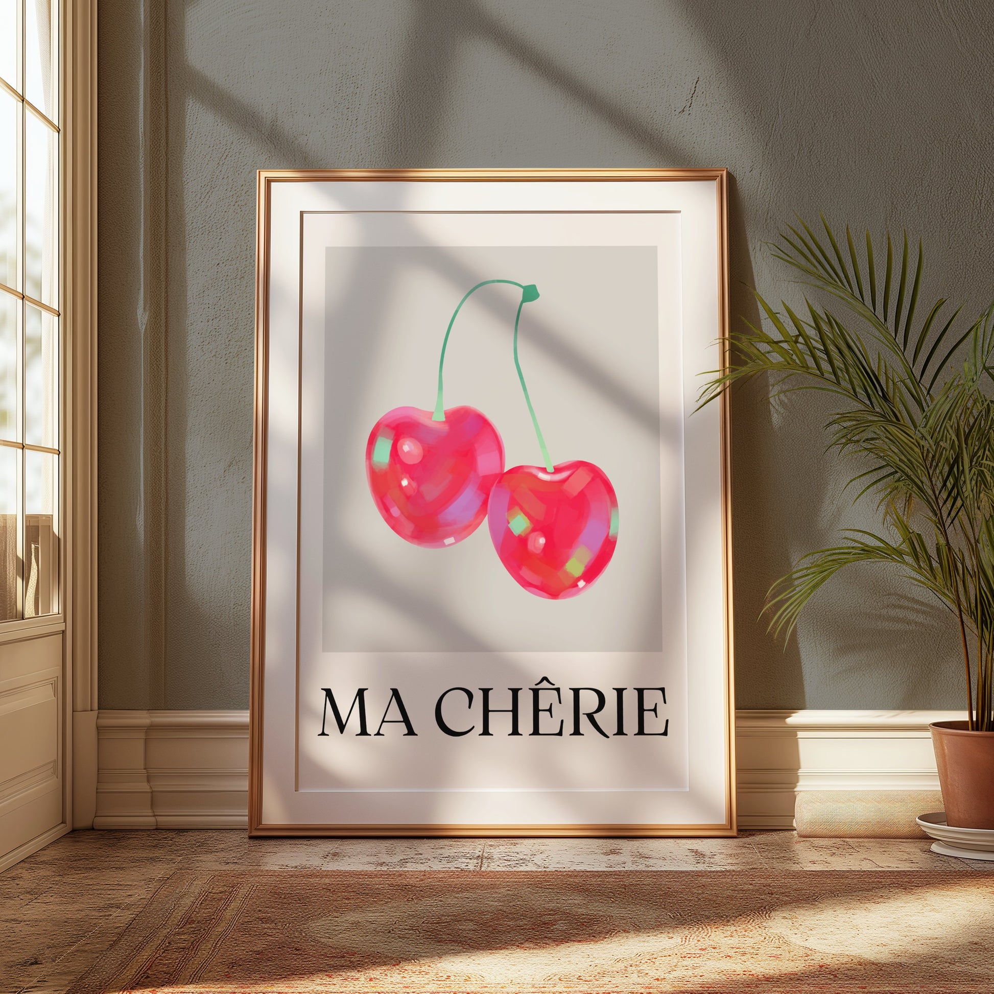 Premium Poster of Ma Chérie Pink and Red Cherry Art Print Posters