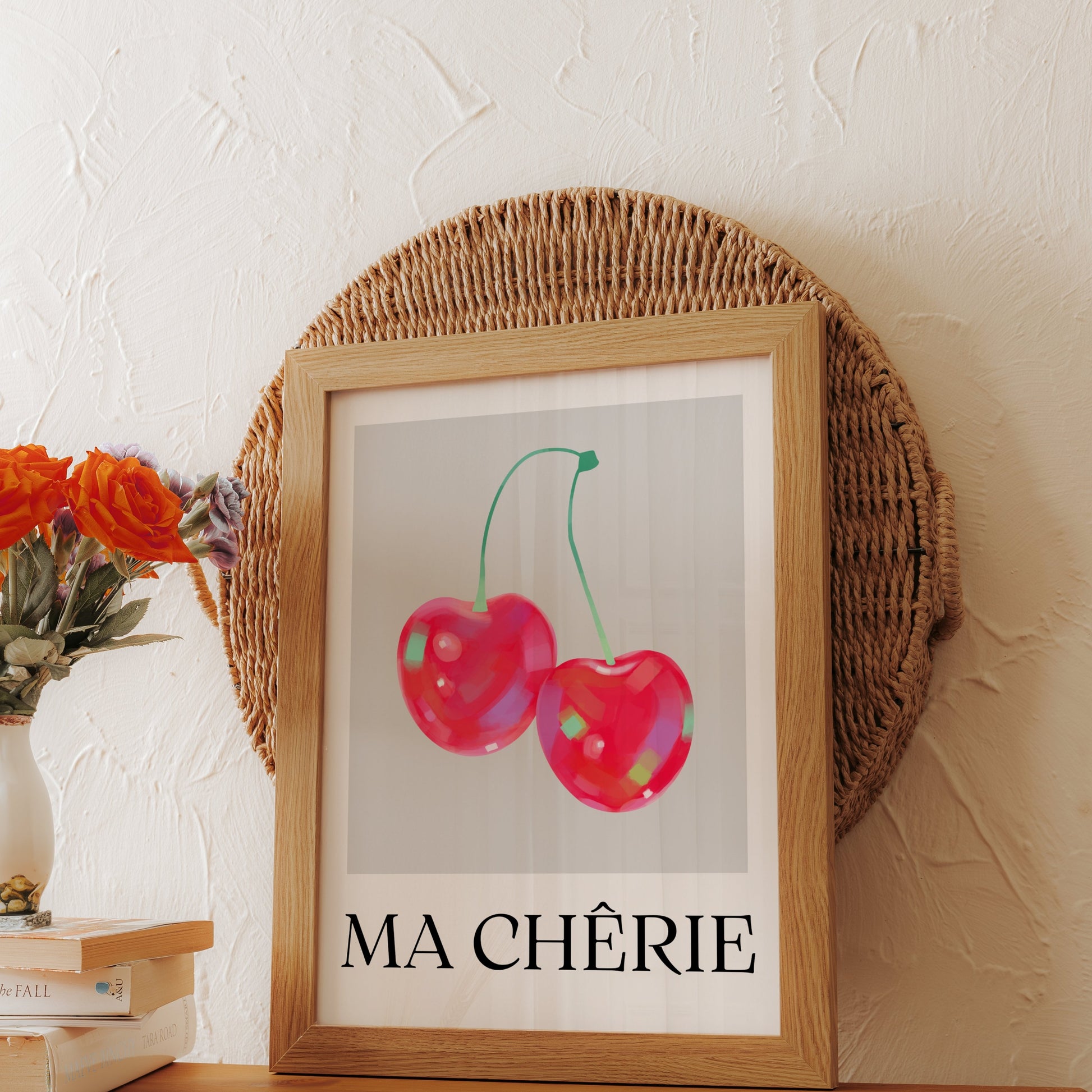 Premium Poster of Ma Chérie Pink and Red Cherry Art Print Posters