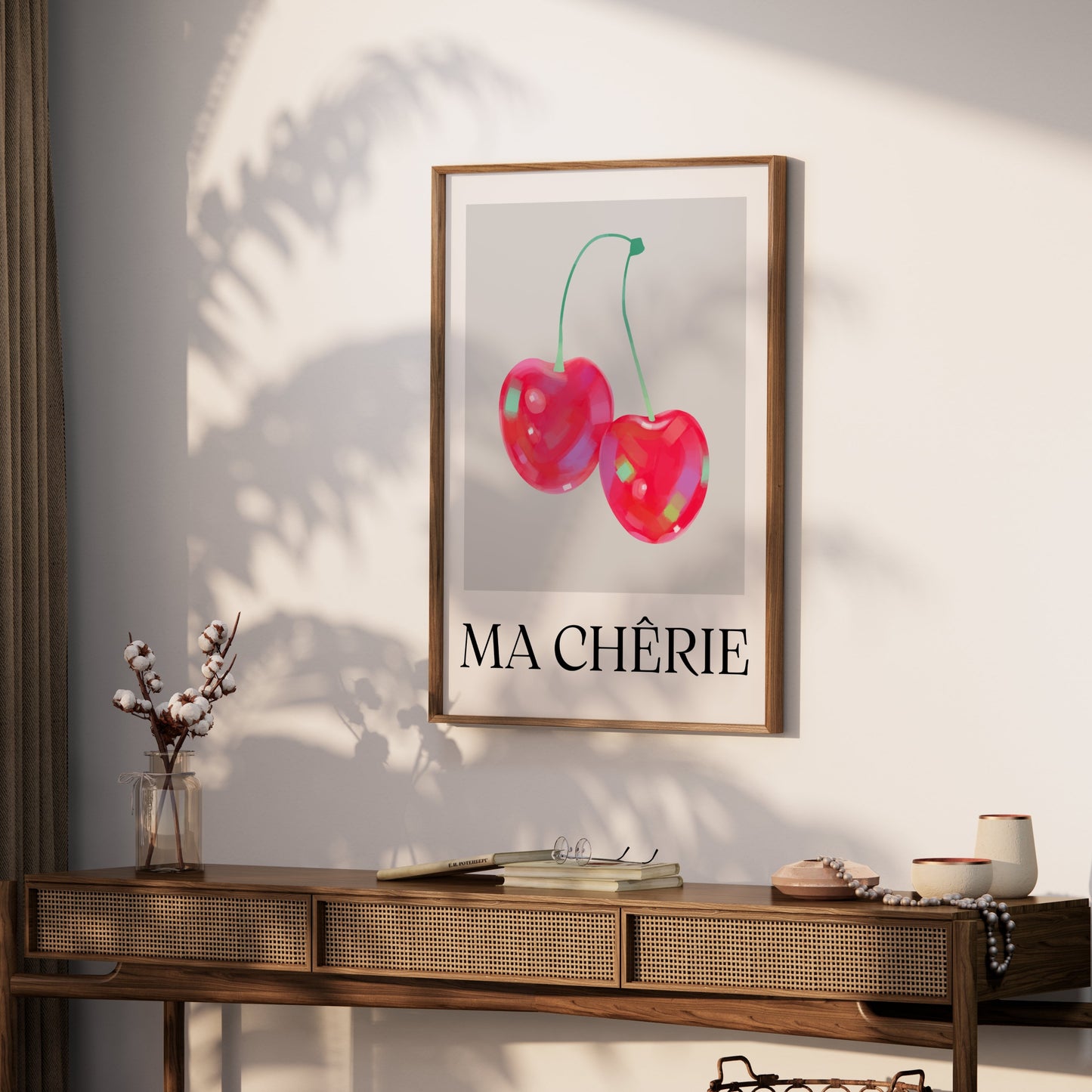 Premium Poster of Ma Chérie Pink and Red Cherry Art Print Posters