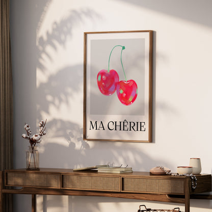 Premium Poster of Ma Chérie Pink and Red Cherry Art Print Posters