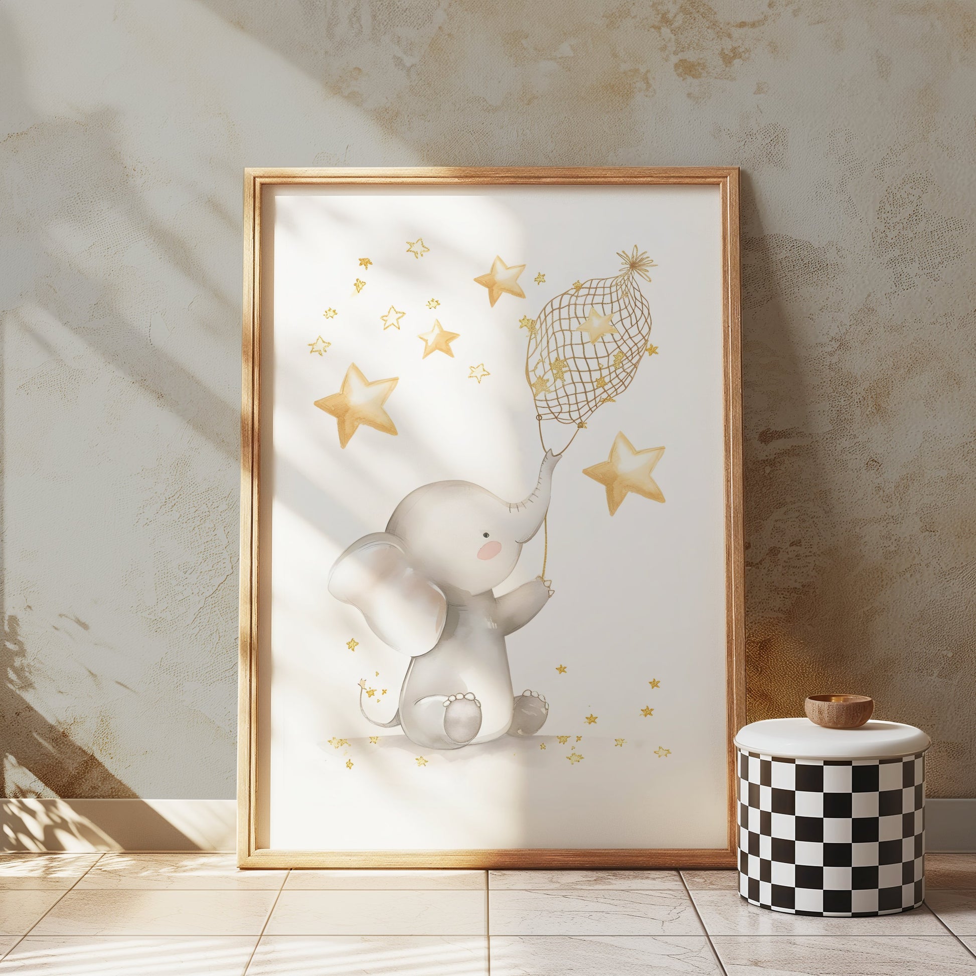 Premium Poster of Magical Elephant with Stars Illustration Posters