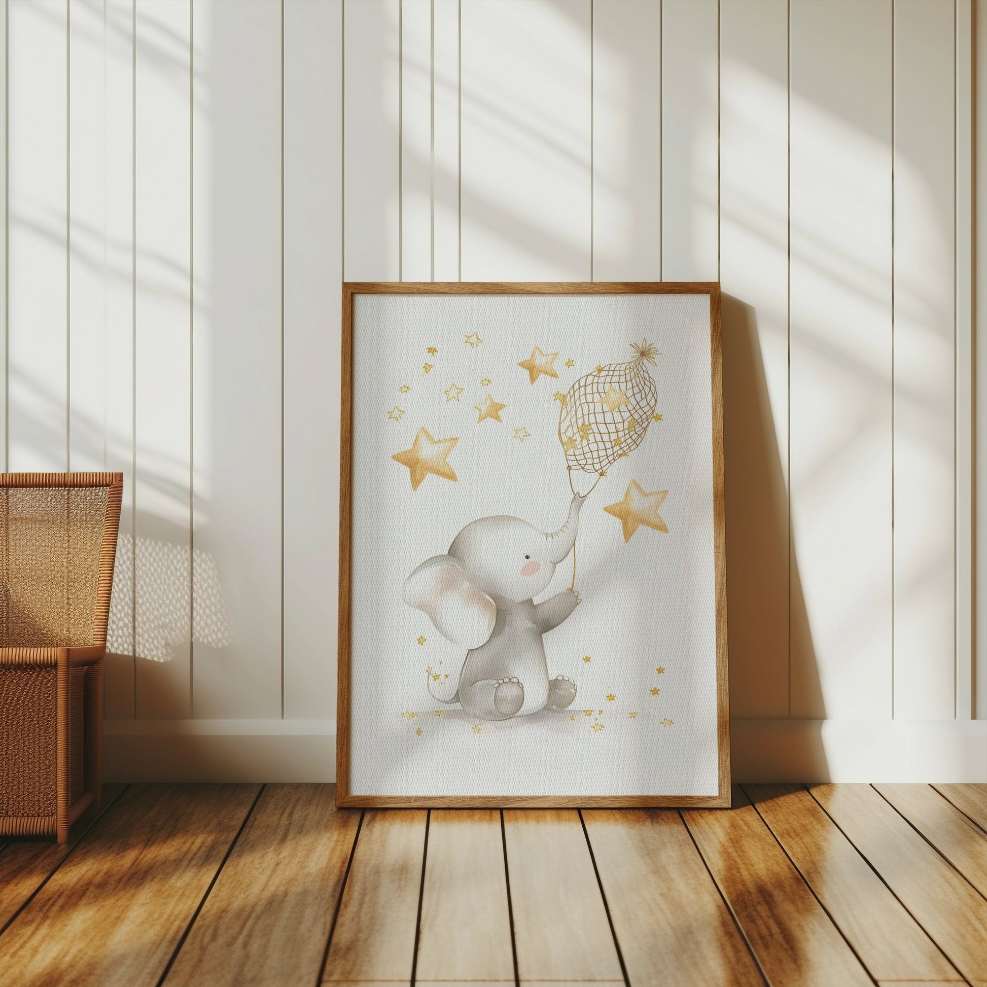 Premium Poster of Magical Elephant with Stars Illustration Posters